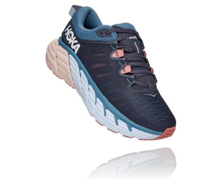 Hoka Gaviota 3 Road - Adidasi Alergare Stabili Dama Albastri / Roz | RO-3H77f3J